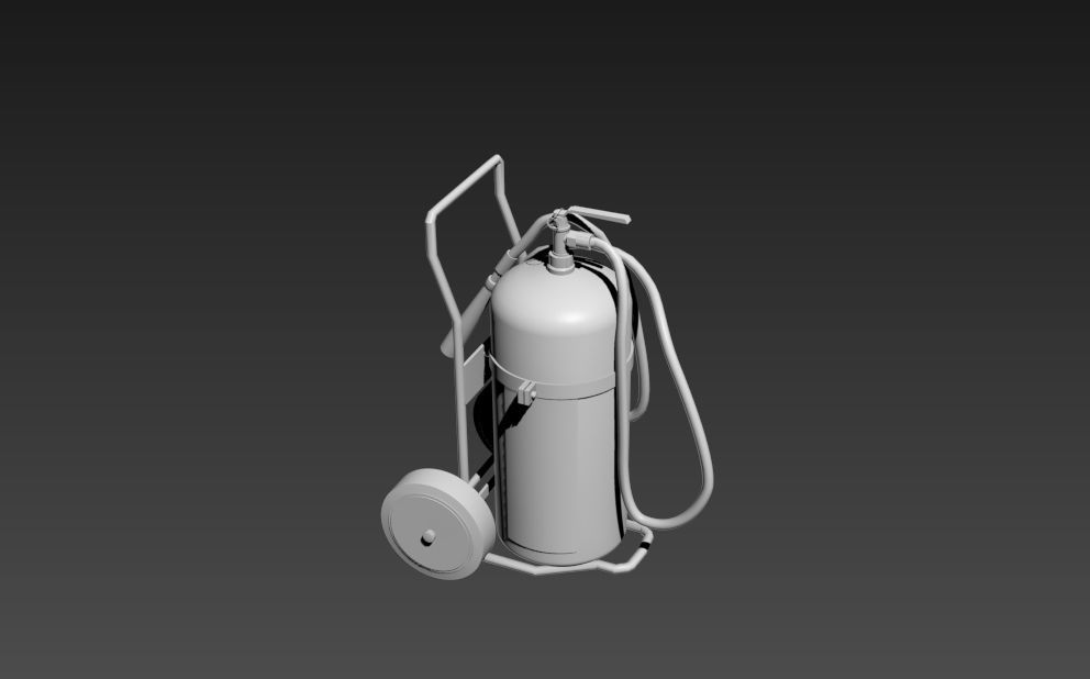 Wheeled Fire Extinguisher - Safety and Emergency Equipment Low-poly 3D model_18