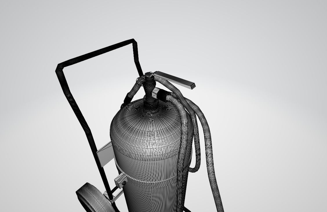 Wheeled Fire Extinguisher - Safety and Emergency Equipment Low-poly 3D model_8