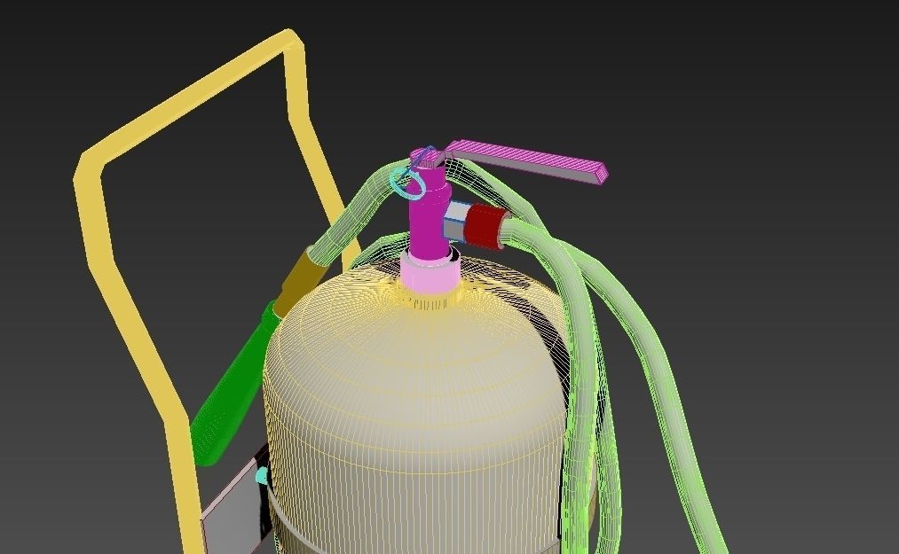 Wheeled Fire Extinguisher - Safety and Emergency Equipment Low-poly 3D model_19