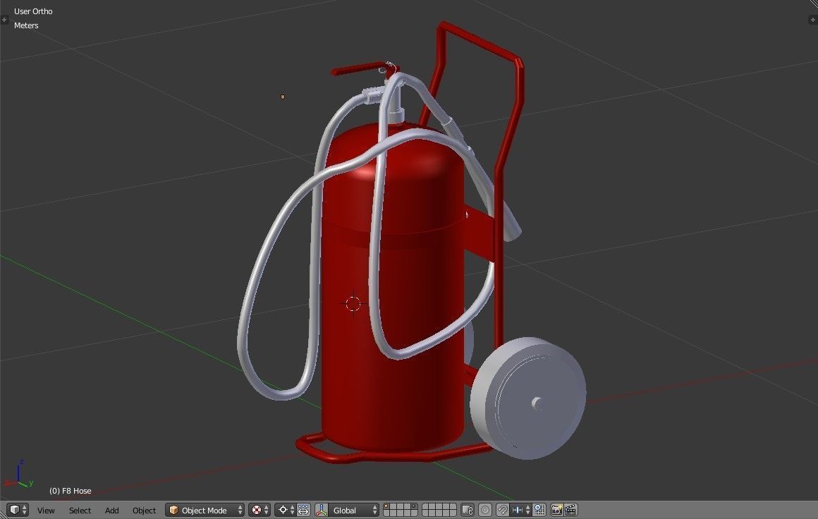 Wheeled Fire Extinguisher - Safety and Emergency Equipment Low-poly 3D model_16
