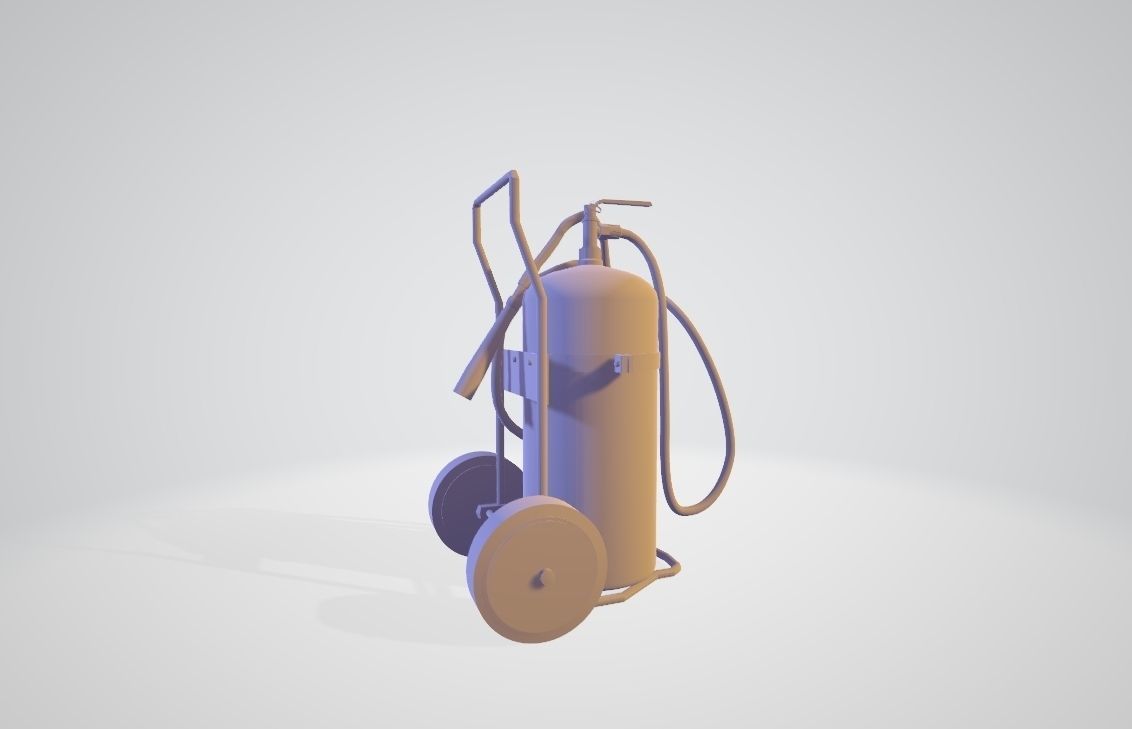 Wheeled Fire Extinguisher - Safety and Emergency Equipment Low-poly 3D model_10