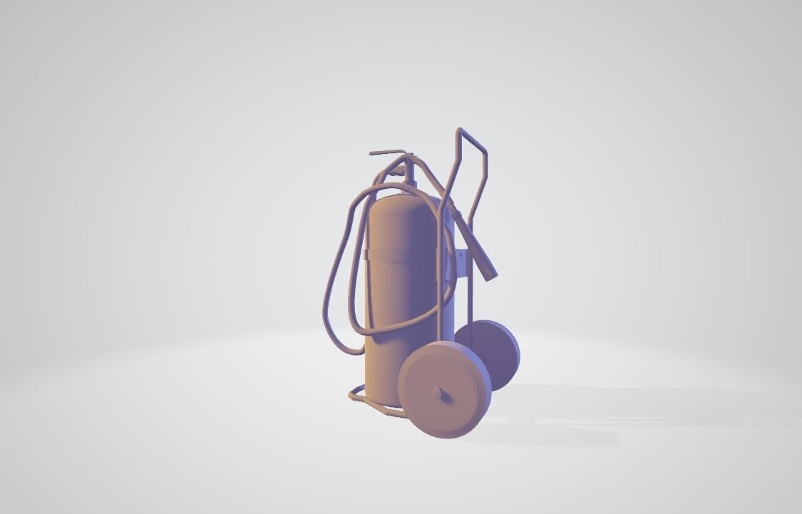 Wheeled Fire Extinguisher - Safety and Emergency Equipment Low-poly 3D model_11