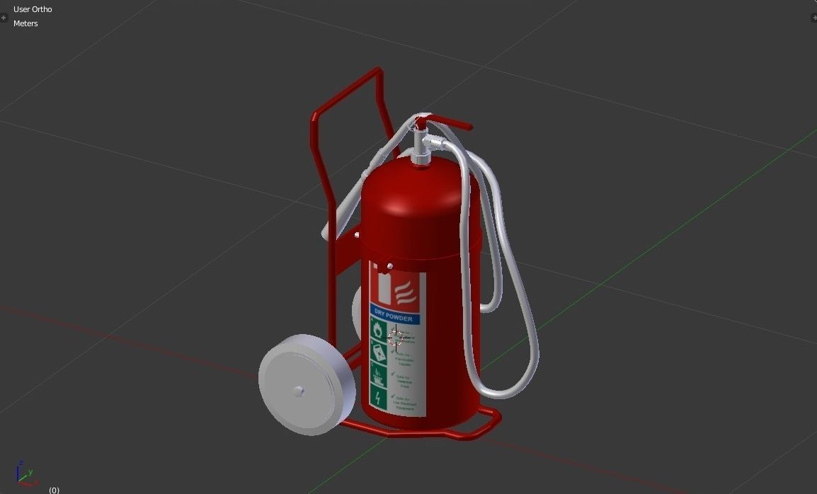 Wheeled Fire Extinguisher - Safety and Emergency Equipment Low-poly 3D model_13