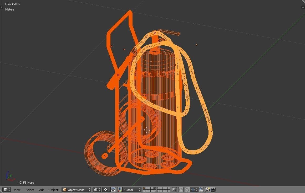 Wheeled Fire Extinguisher - Safety and Emergency Equipment Low-poly 3D model_17