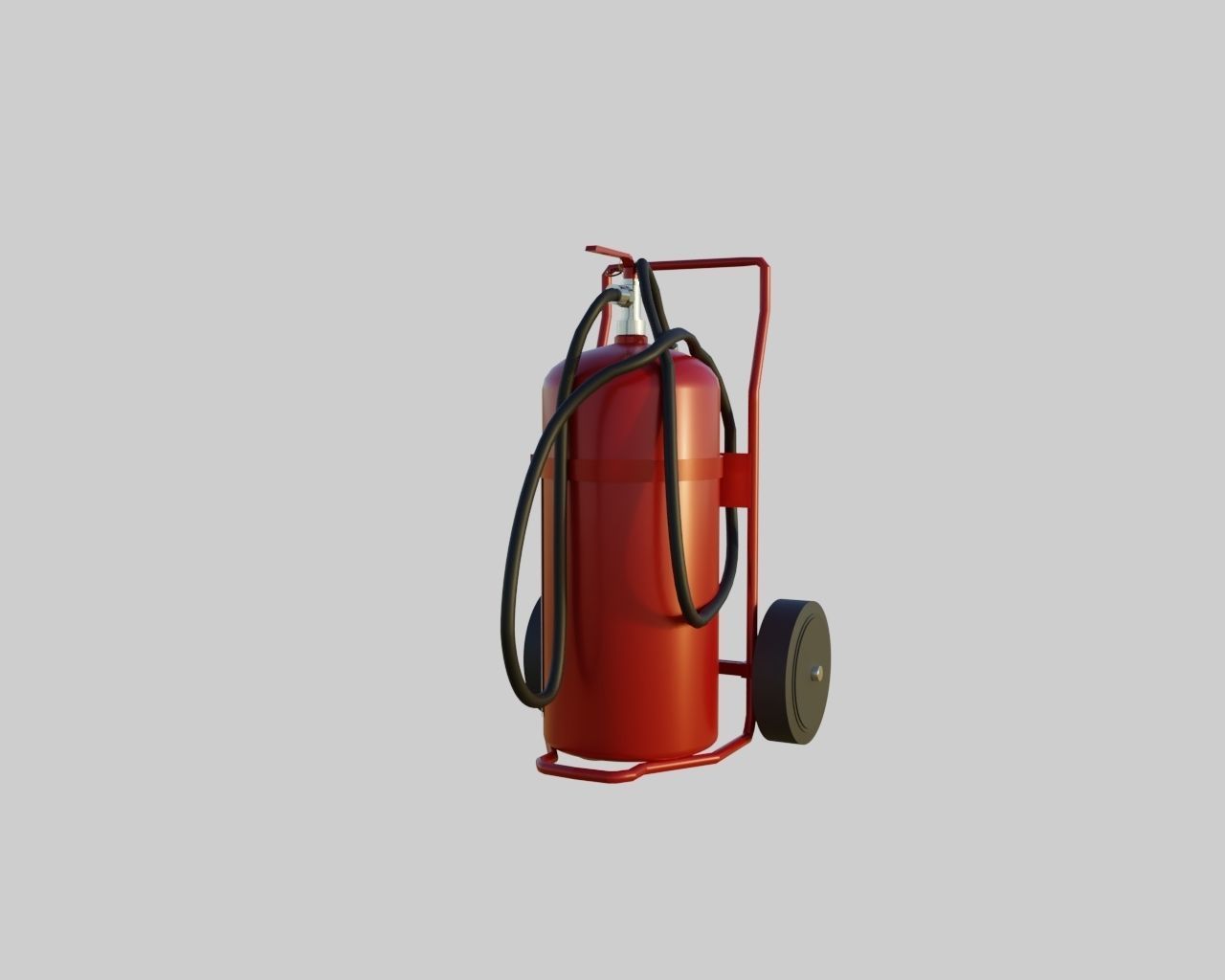 Wheeled Fire Extinguisher - Safety and Emergency Equipment Low-poly 3D model_6