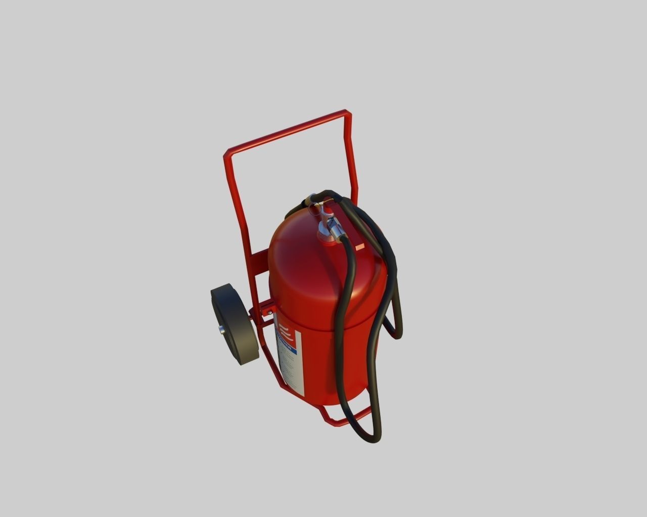 Wheeled Fire Extinguisher - Safety and Emergency Equipment Low-poly 3D model_2
