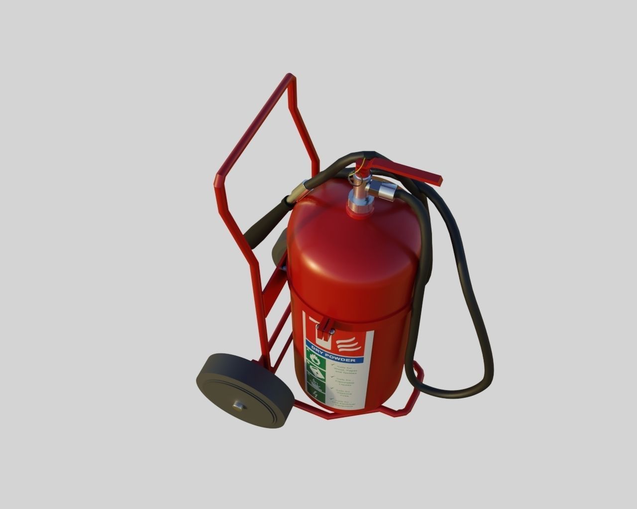 Wheeled Fire Extinguisher - Safety and Emergency Equipment Low-poly 3D model_1