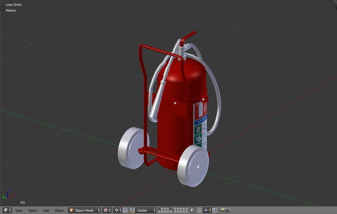 Wheeled Fire Extinguisher - Safety and Emergency Equipment Low-poly 3D model_15