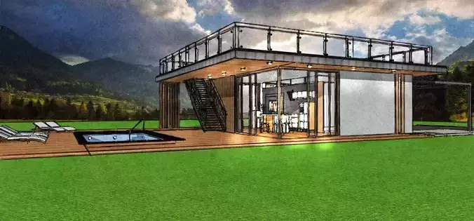 modern house with pool