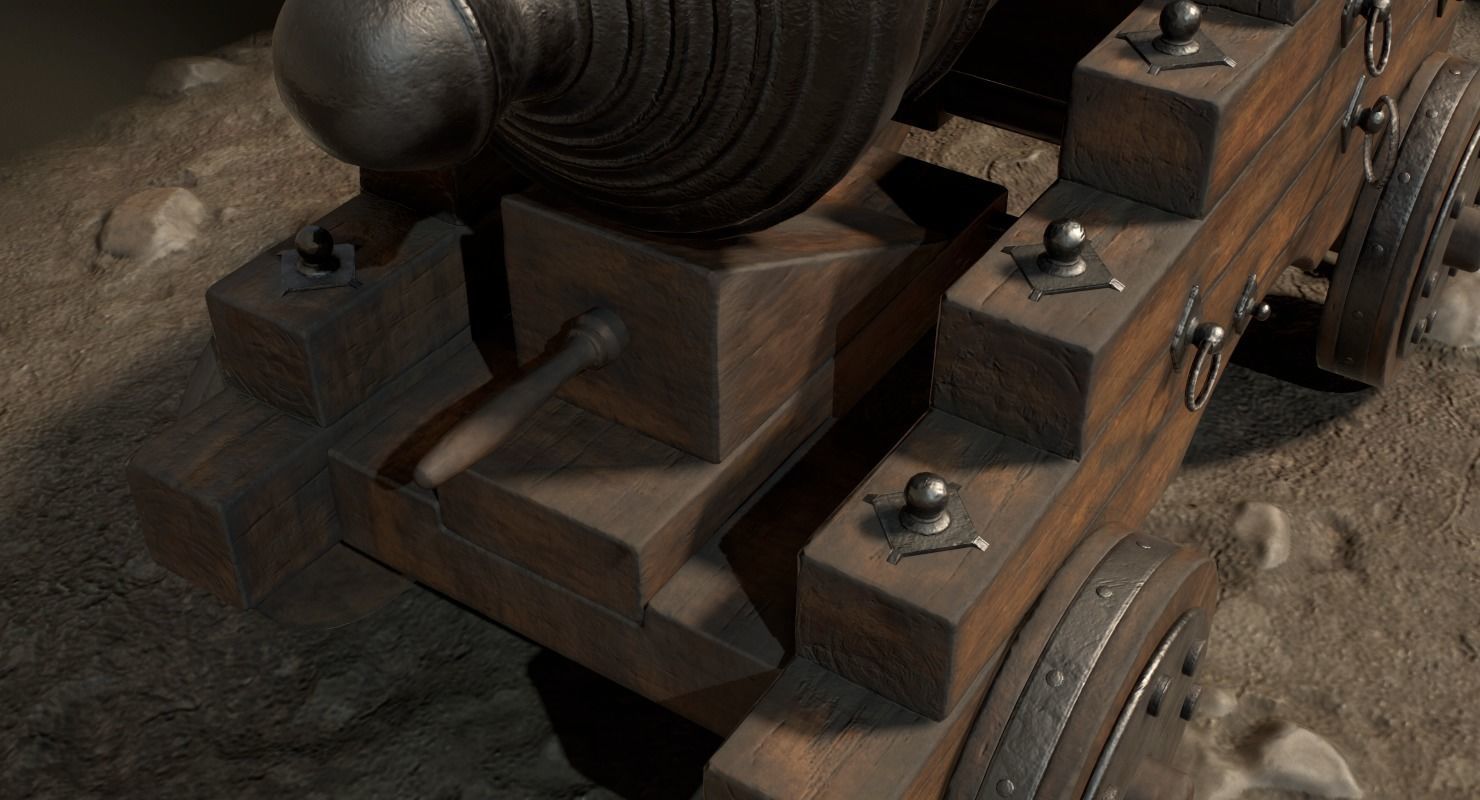 Pirate Cannon Low-poly 3D model_21