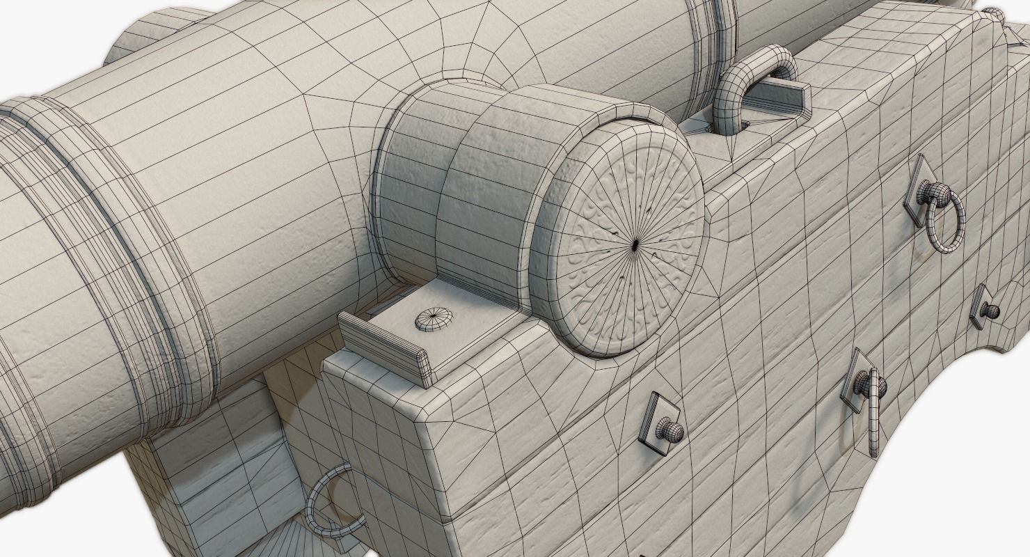 Pirate Cannon Low-poly 3D model_14