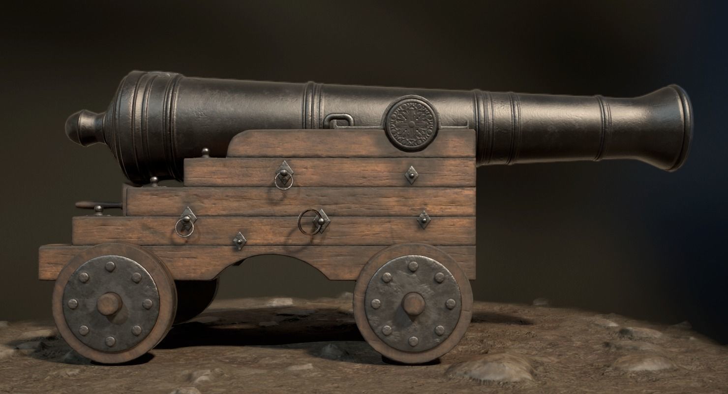Pirate Cannon Low-poly 3D model_25
