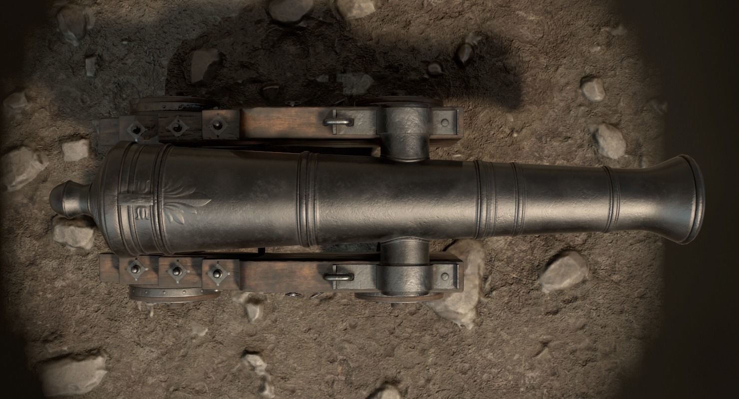 Pirate Cannon Low-poly 3D model_19