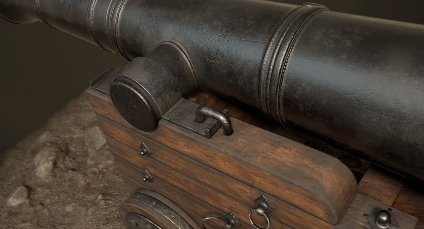 Pirate Cannon Low-poly 3D model_9