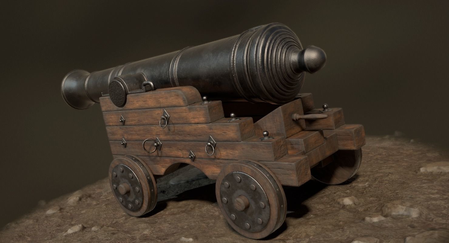 Pirate Cannon Low-poly 3D model_3