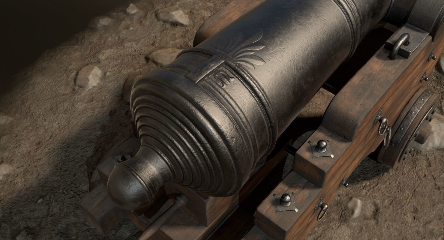 Pirate Cannon Low-poly 3D model_23
