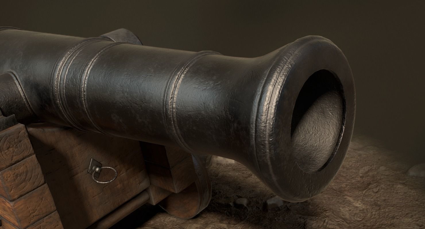Pirate Cannon Low-poly 3D model_17
