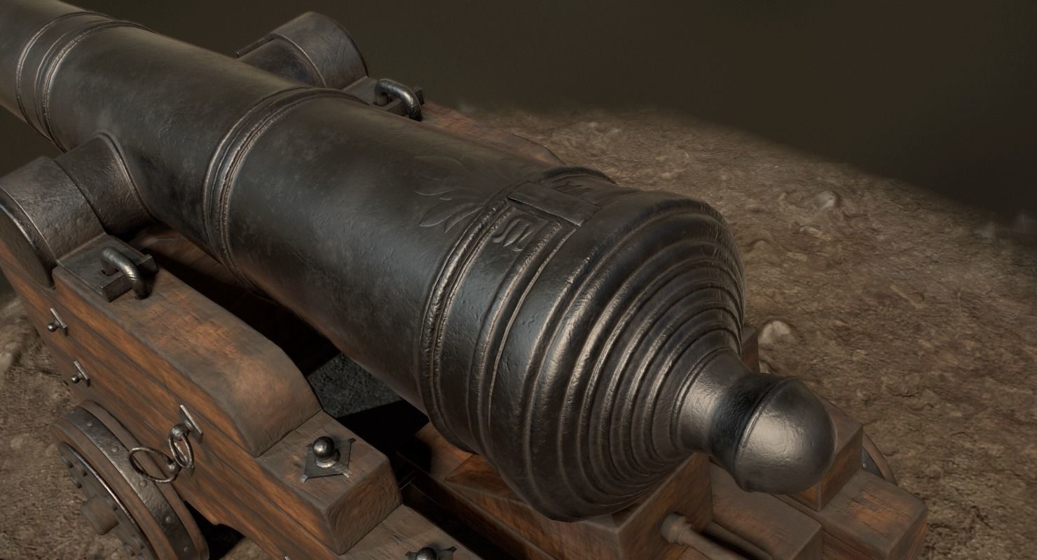 Pirate Cannon Low-poly 3D model_7