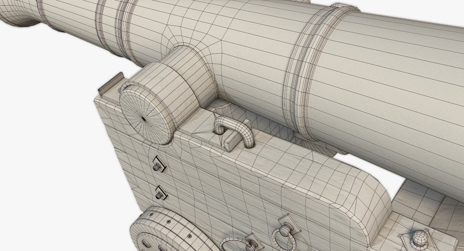 Pirate Cannon Low-poly 3D model_10