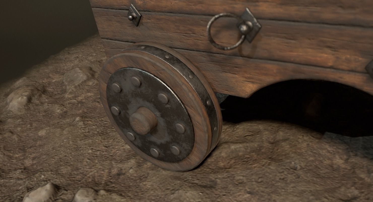 Pirate Cannon Low-poly 3D model_11
