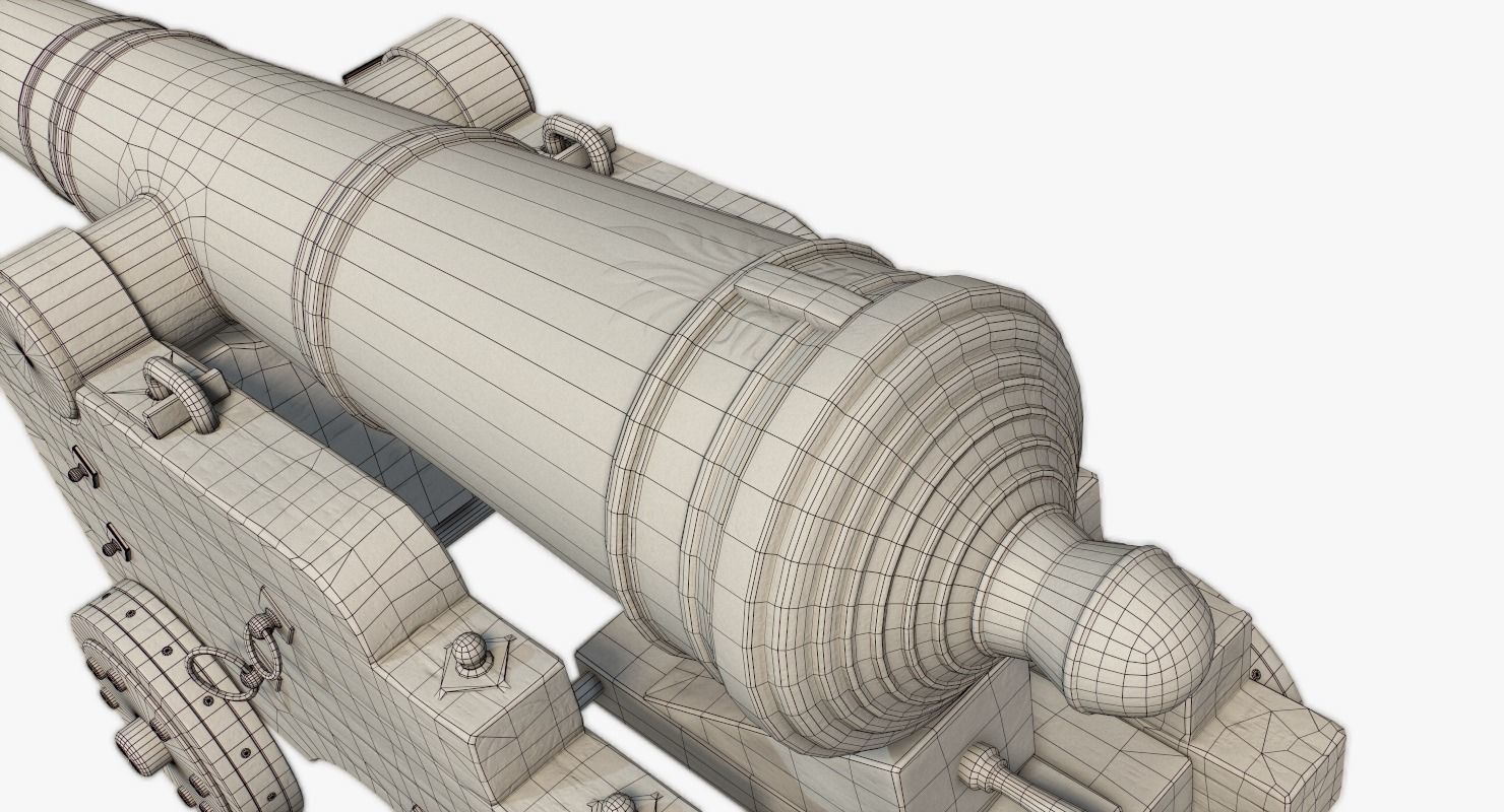 Pirate Cannon Low-poly 3D model_8