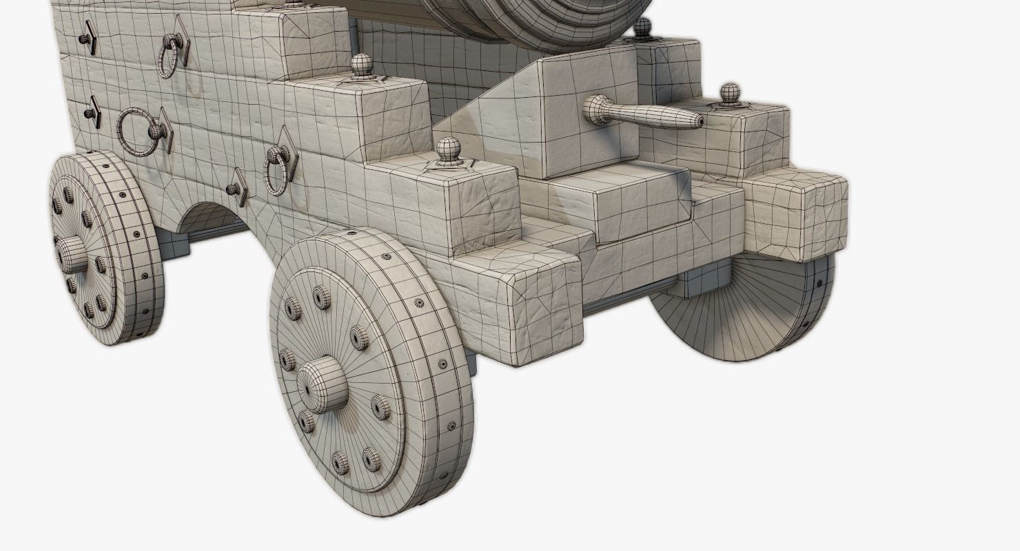 Pirate Cannon Low-poly 3D model_6