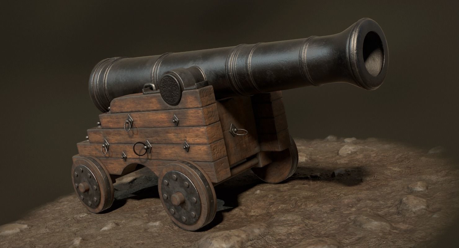 Pirate Cannon Low-poly 3D model_1