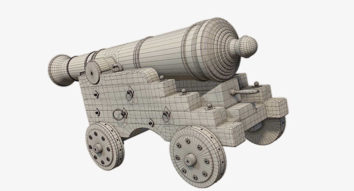Pirate Cannon Low-poly 3D model_4