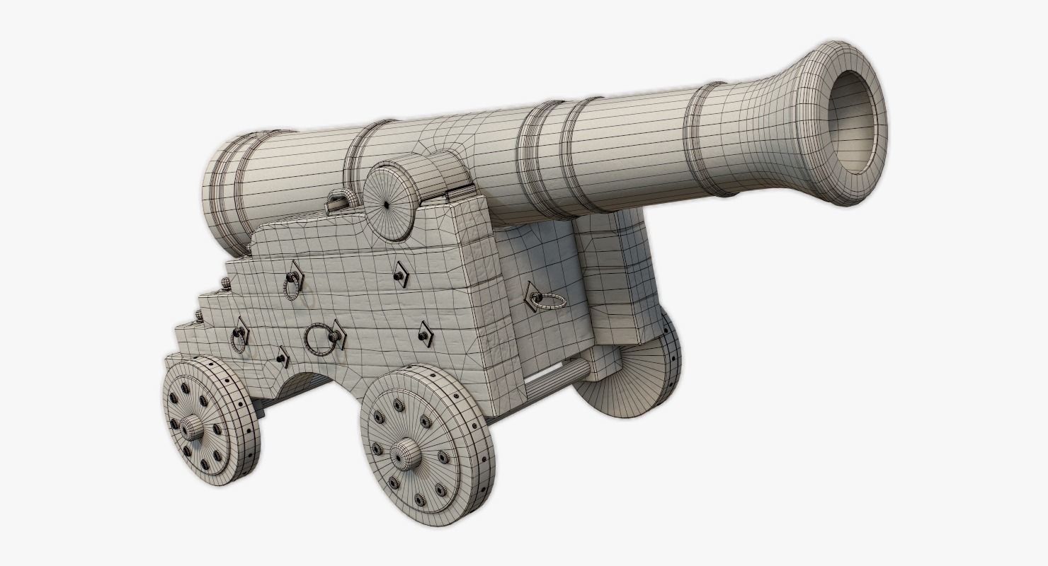 Pirate Cannon Low-poly 3D model_2