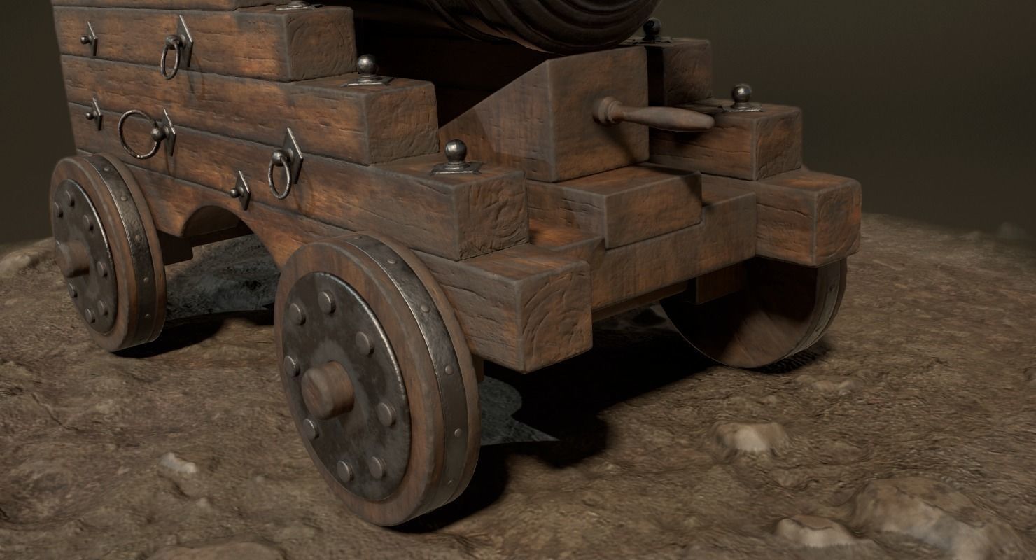 Pirate Cannon Low-poly 3D model_5