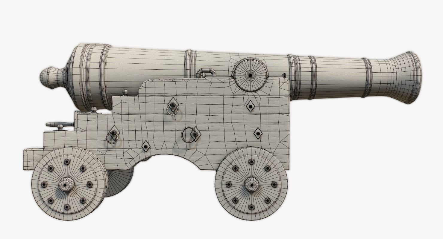 Pirate Cannon Low-poly 3D model_26