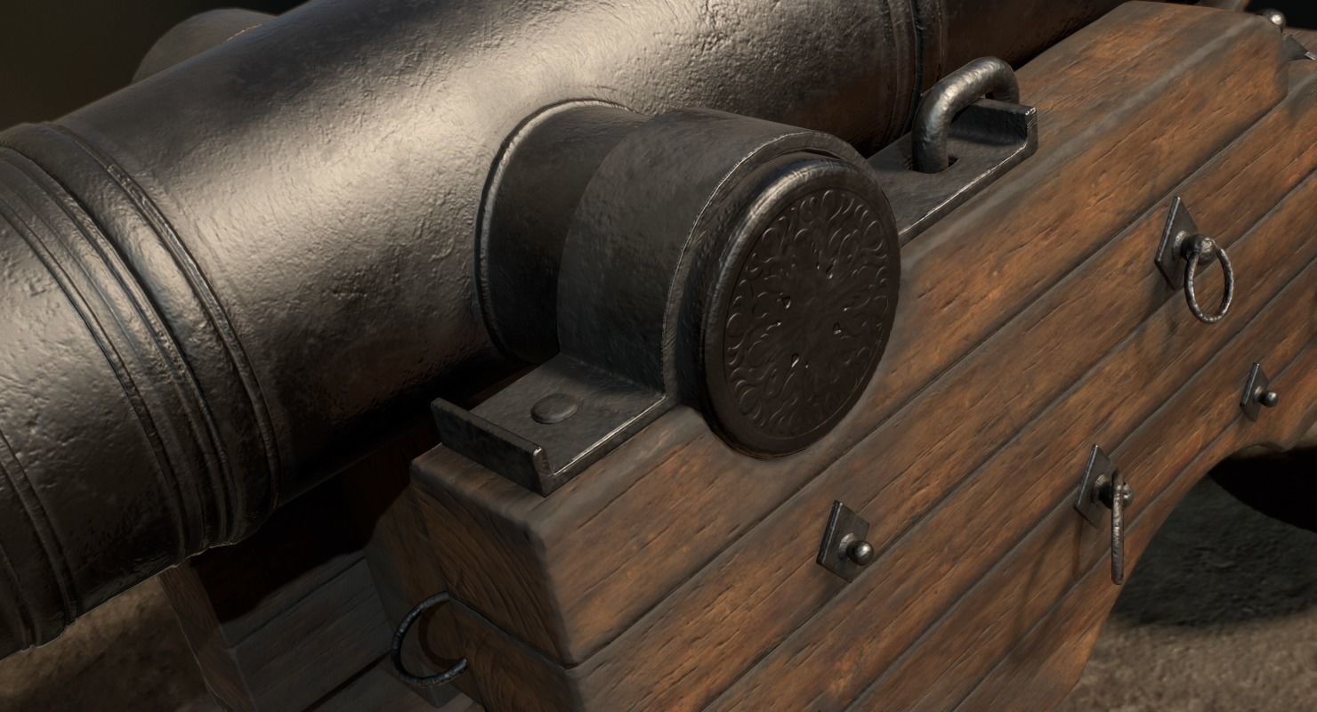 Pirate Cannon Low-poly 3D model_13