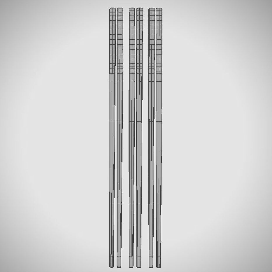 Chinese Chopsticks - Wood - Three Pairs Low-poly 3D model_9