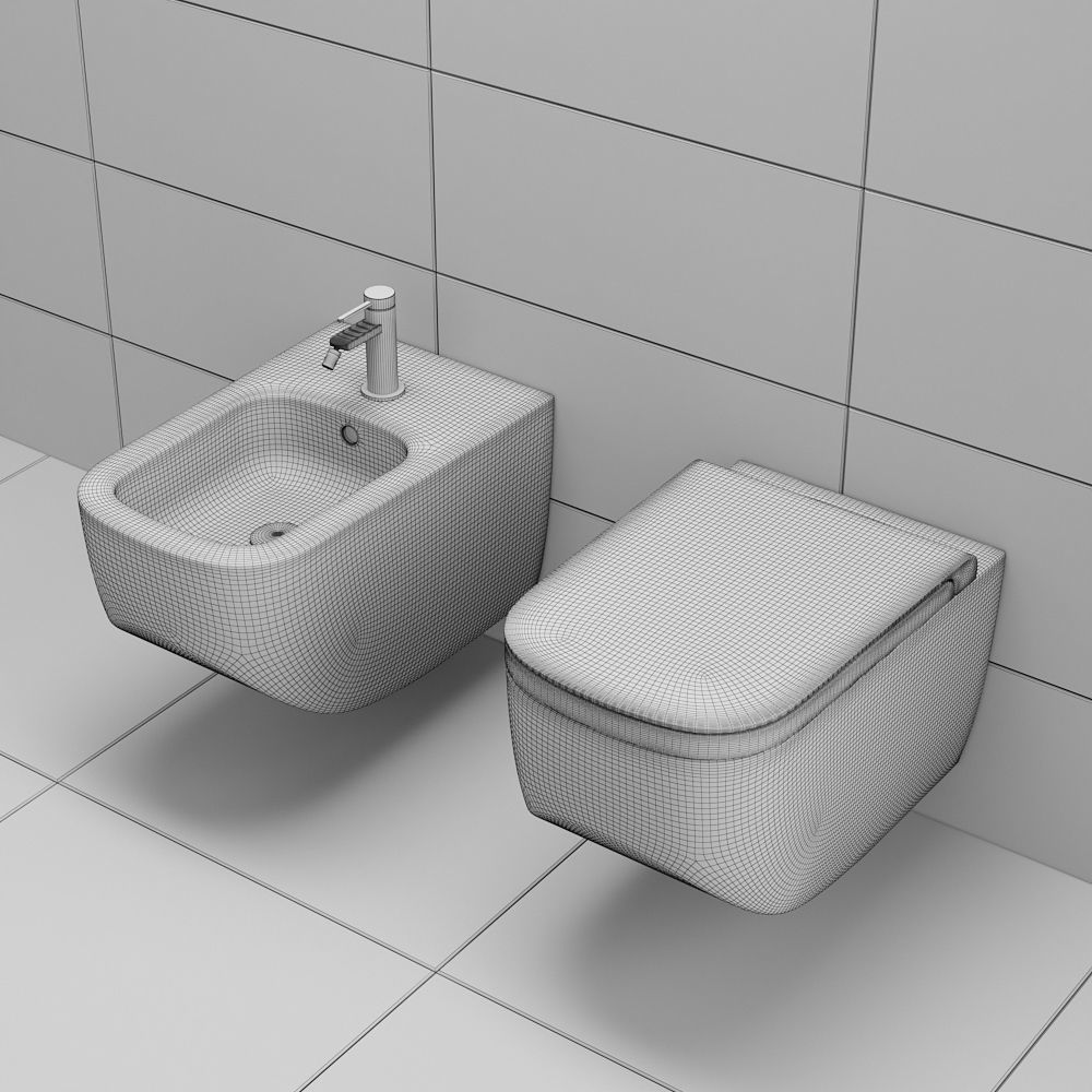 Toilet bowl and bidet HATRIA Next 3D model_4