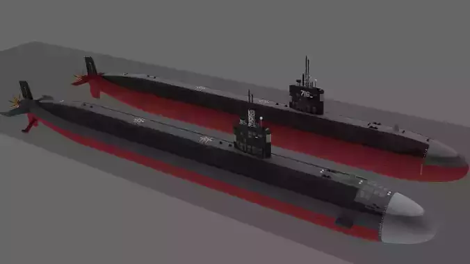 USS SSN Los Angeles Batch I and II submarine 3D model