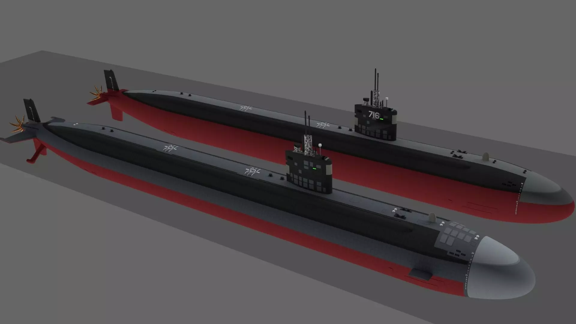 USS SSN Los Angeles Batch I and II submarine 3D model_0