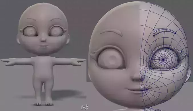 Cartoon Child V01 Low-poly 3D model