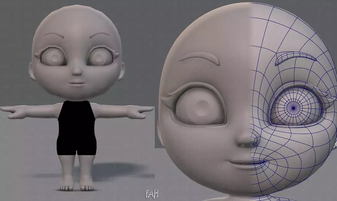 Cartoon Child V01 Low-poly 3D model