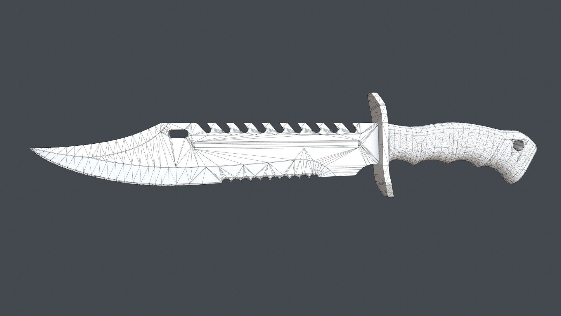 Knife Bowie Low-poly 3D model_12