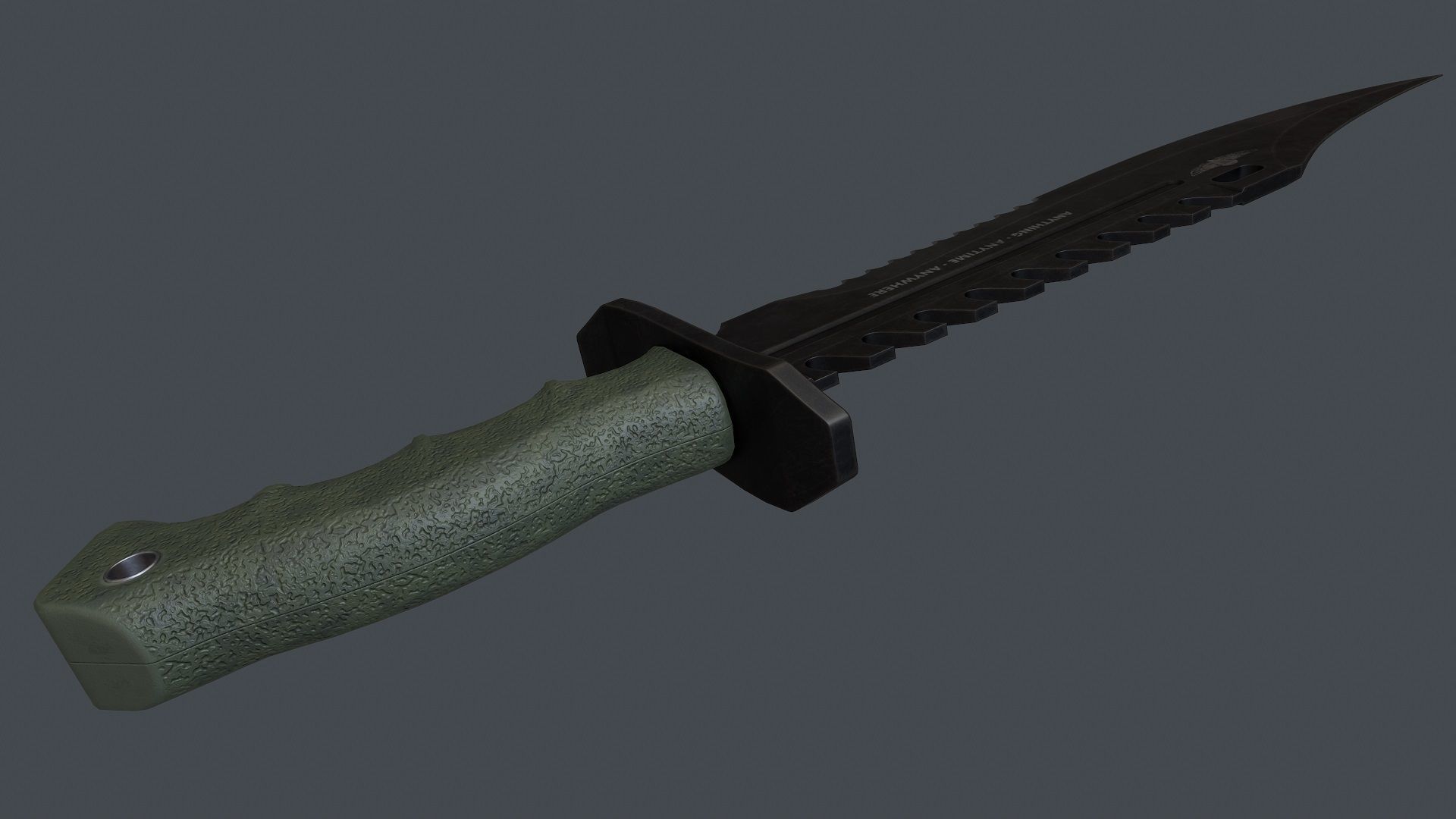 Knife Bowie Low-poly 3D model_9