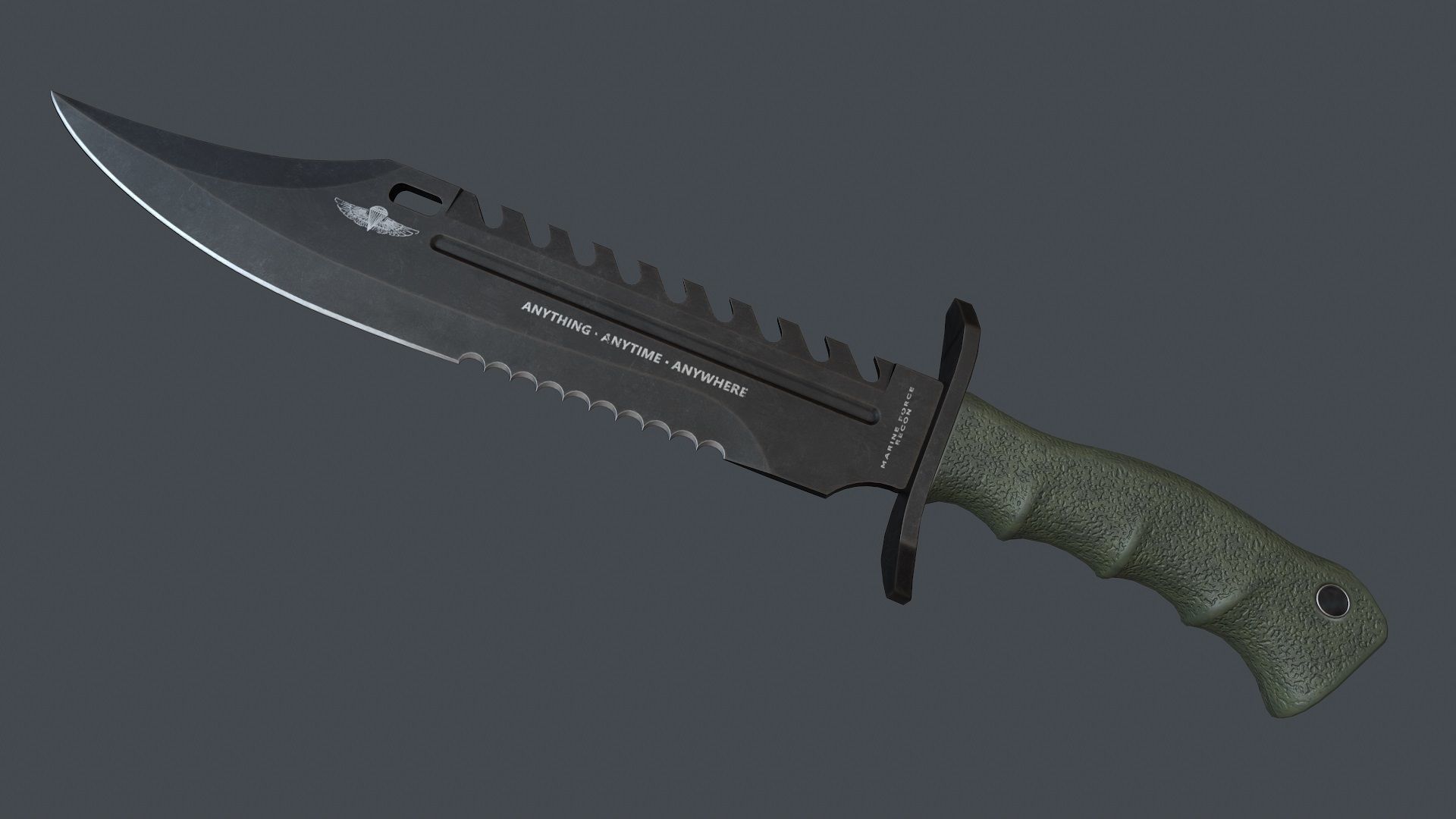 Knife Bowie Low-poly 3D model_1