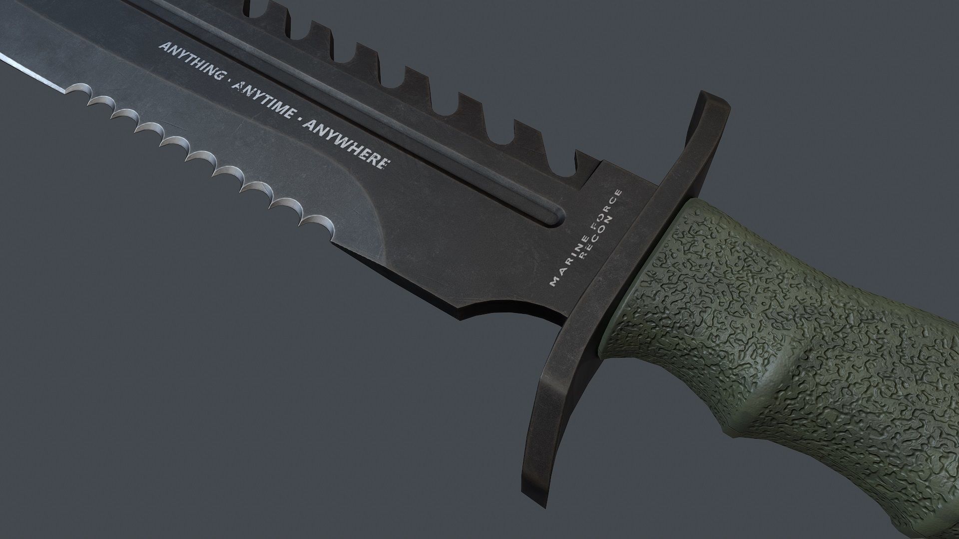 Knife Bowie Low-poly 3D model_2