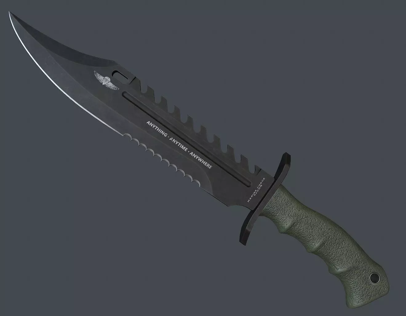 Knife Bowie Low-poly 3D model_0