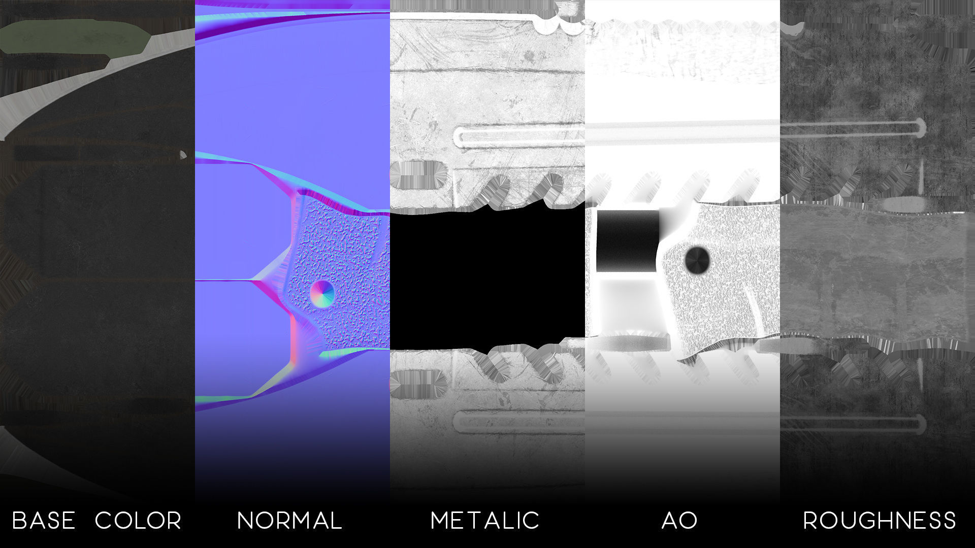 Knife Bowie Low-poly 3D model_13