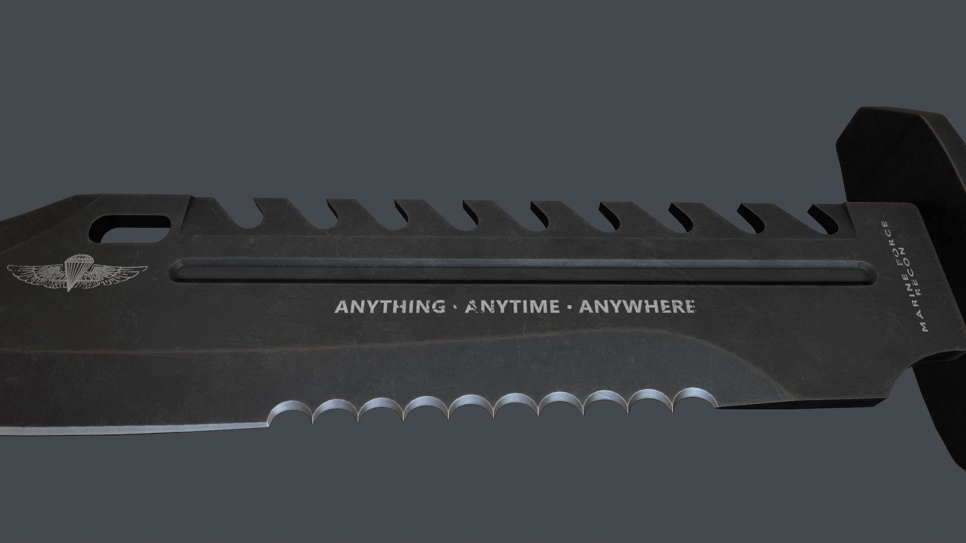 Knife Bowie Low-poly 3D model_5