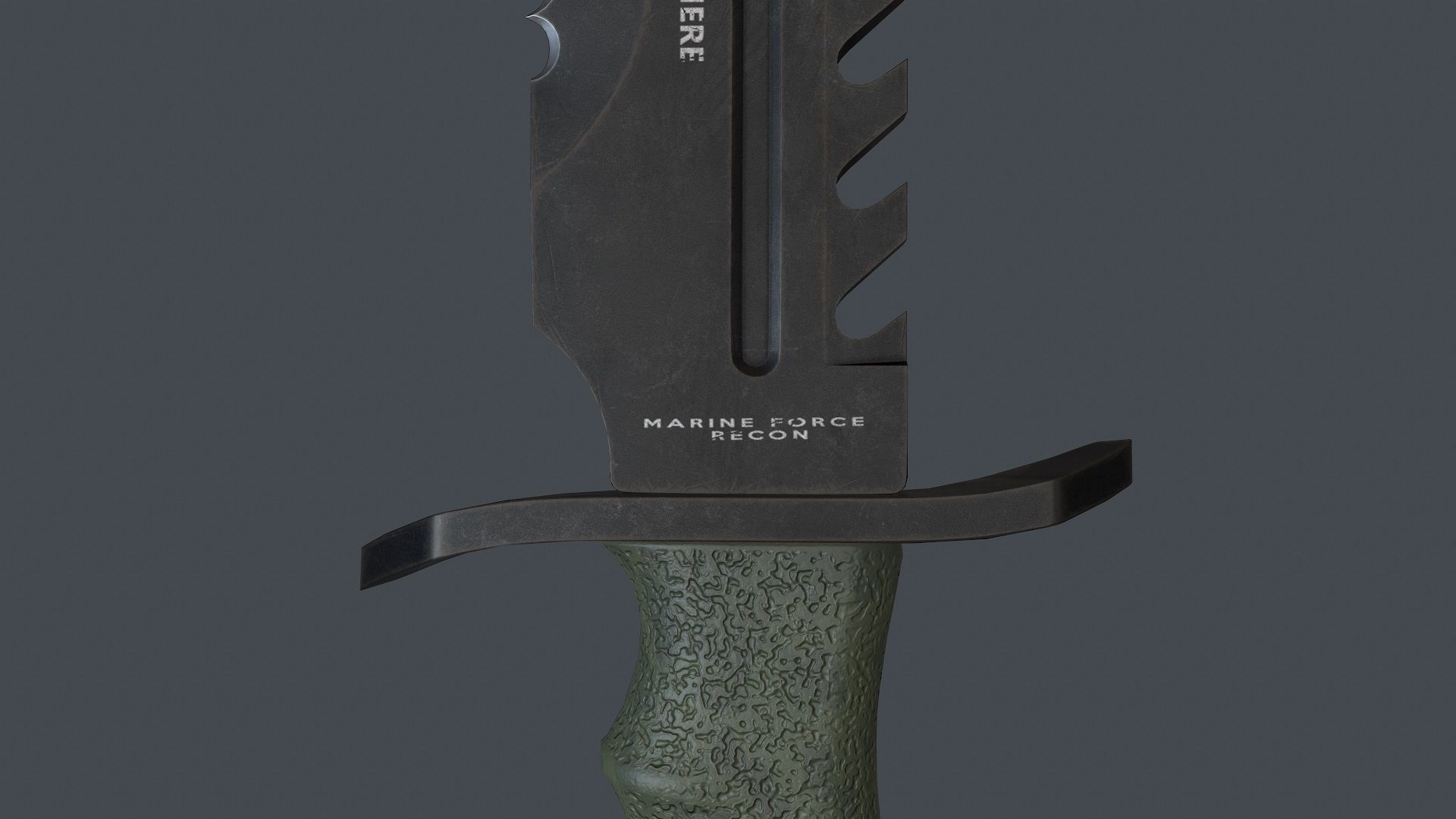 Knife Bowie Low-poly 3D model_3