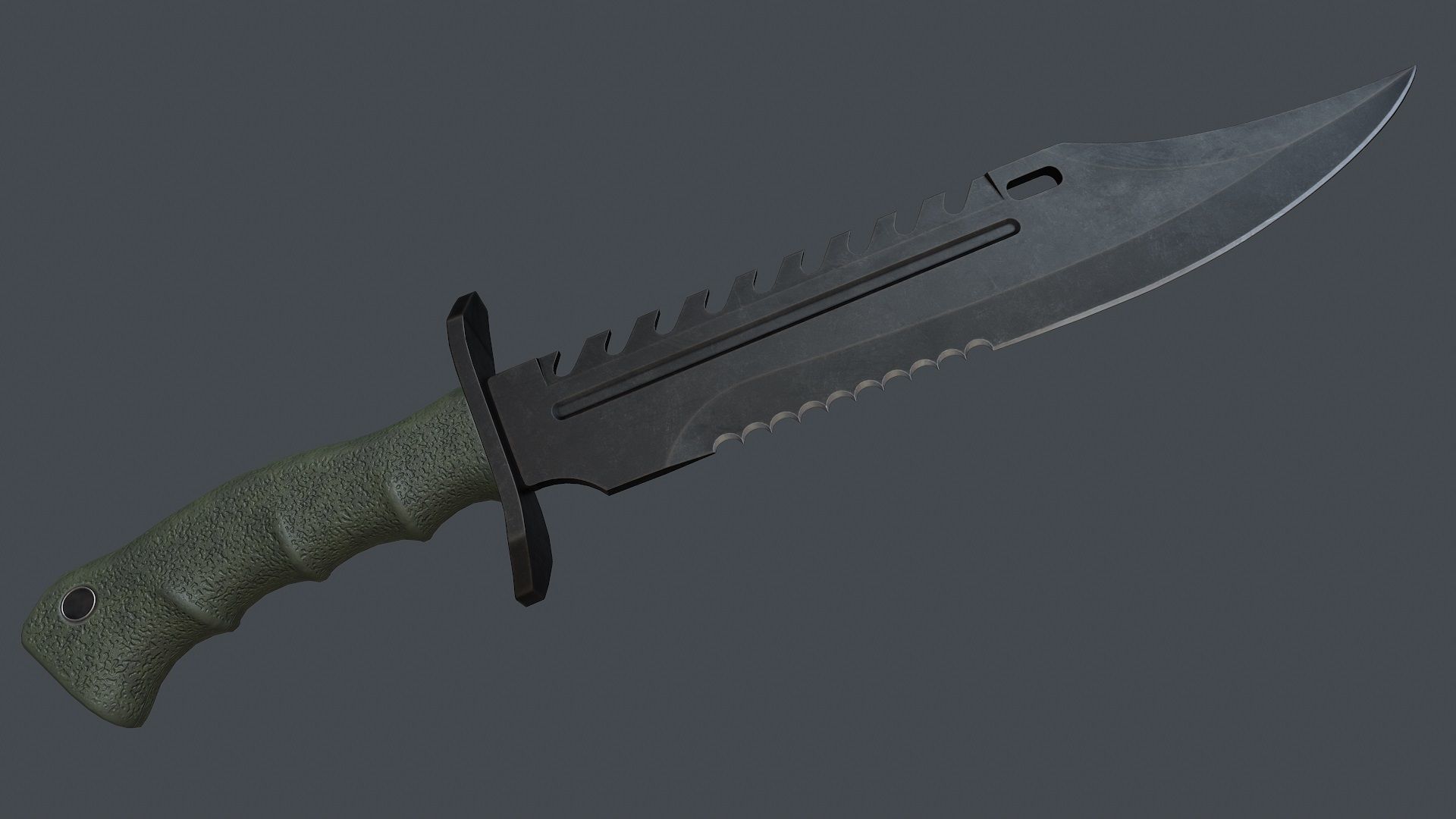 Knife Bowie Low-poly 3D model_6
