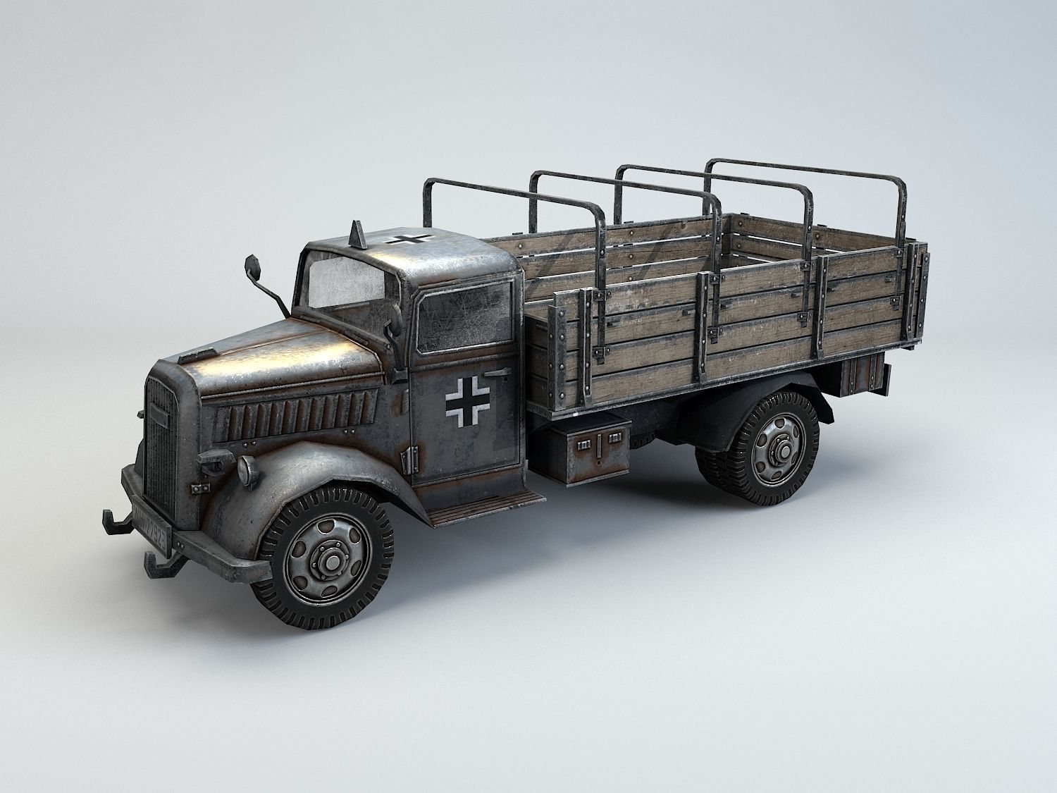 Low Poly Opel Blitz Truck Low-poly 3D model_16
