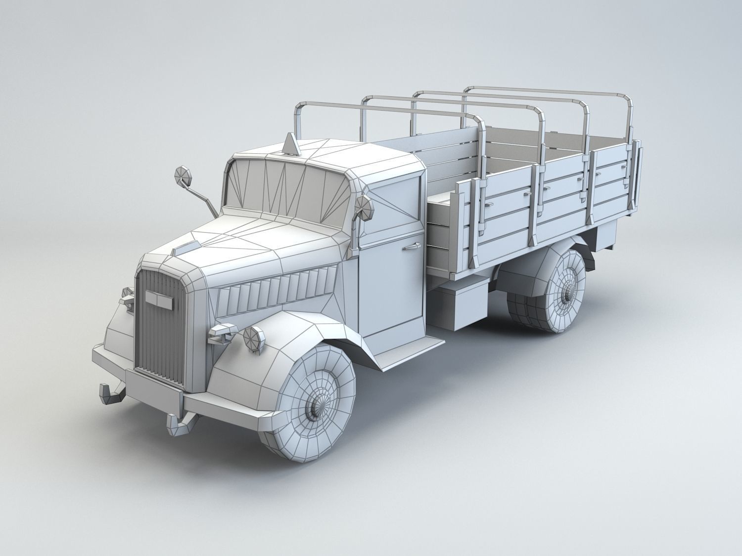 Low Poly Opel Blitz Truck Low-poly 3D model_6