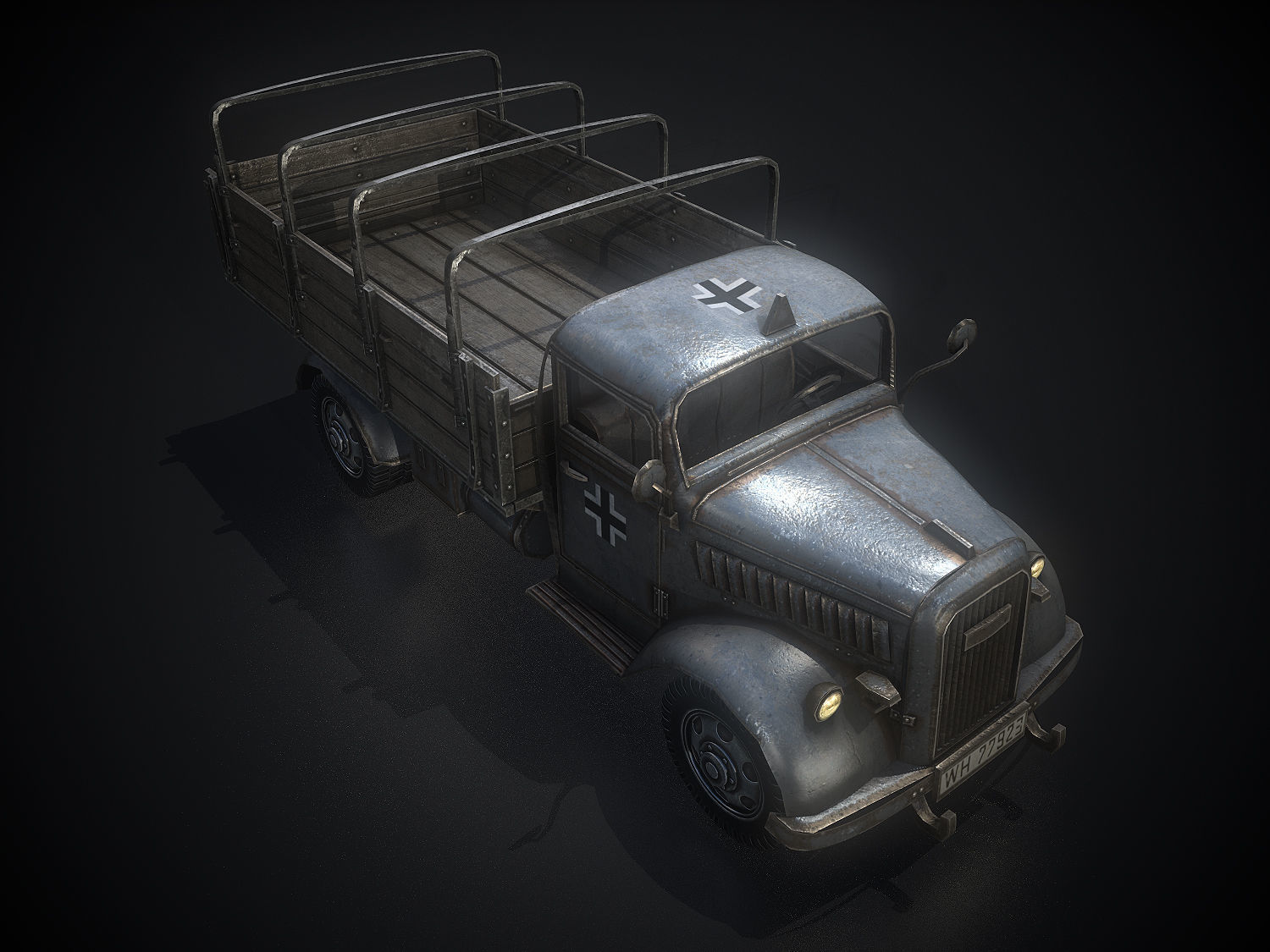 Low Poly Opel Blitz Truck Low-poly 3D model_2